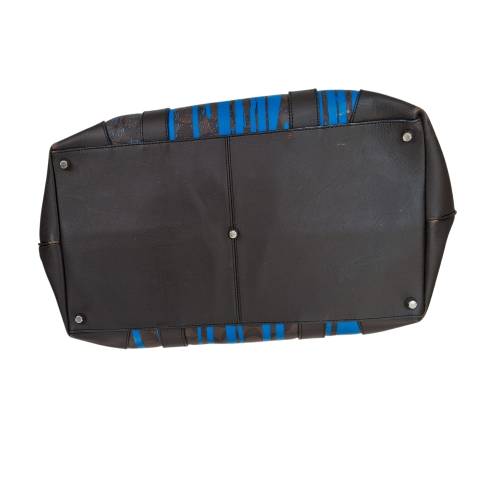 Coach x Krink Drip Paint Blue/Black Tote Bag Women's Rare Large - Picture 5 of 10